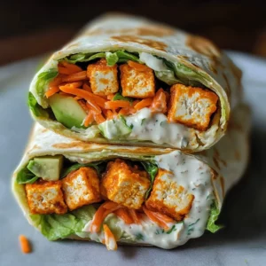 Buffalo Tofu Wrap with Easy Vegan Ranch