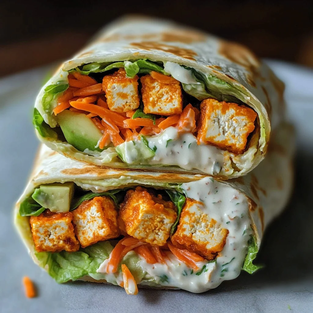 Buffalo Tofu Wrap with Easy Vegan Ranch