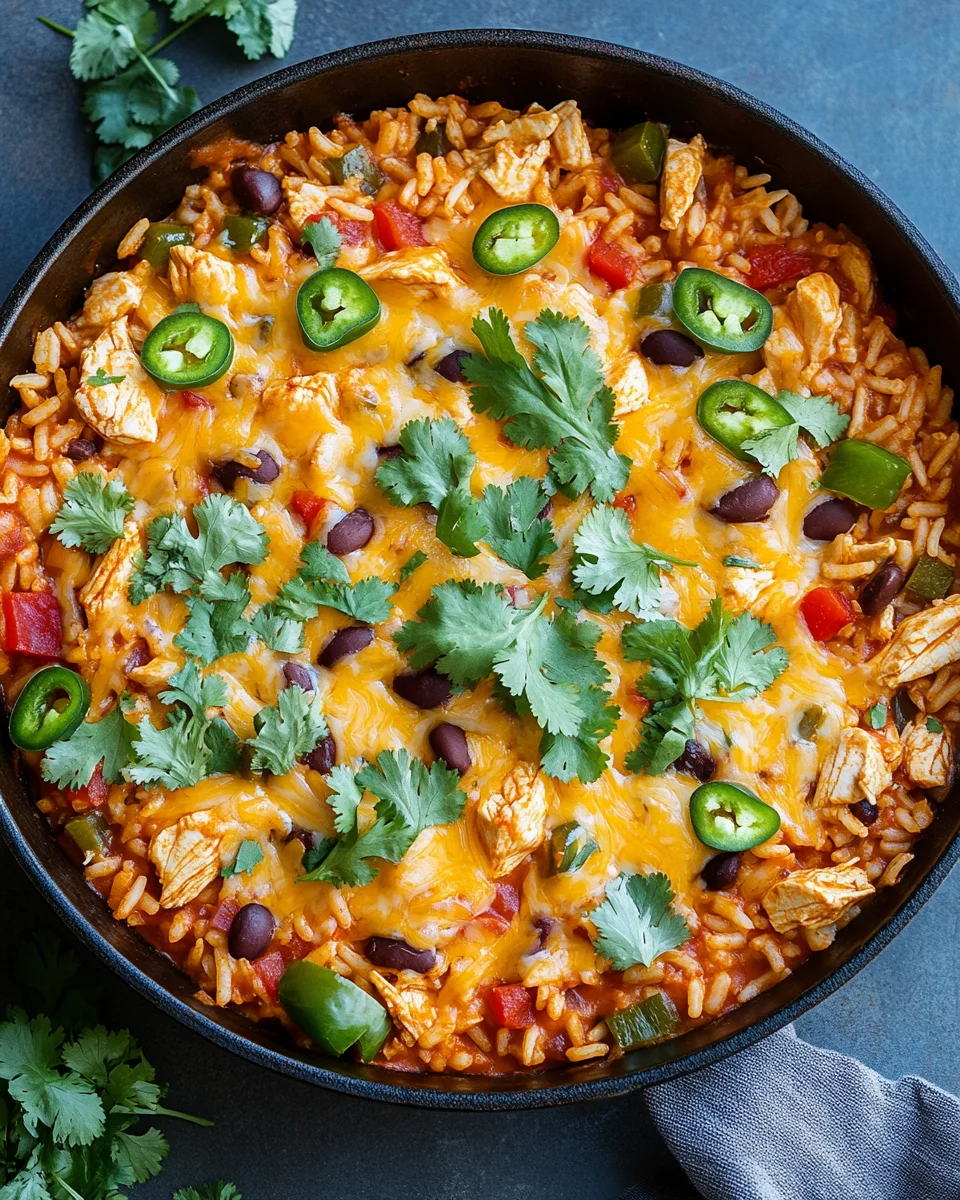 Cheesy Chicken Enchilada Rice Skillet (One-Pan Dinner)