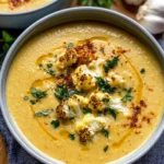 Creamy Cheddar Cauliflower & Roasted Garlic Soup Recipe