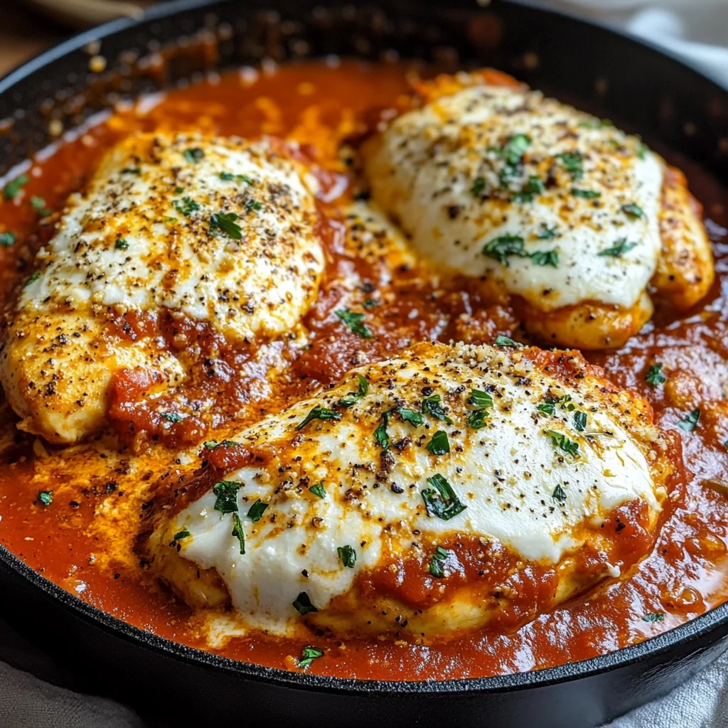 Creamy Mozzarella Chicken Breast Skillet