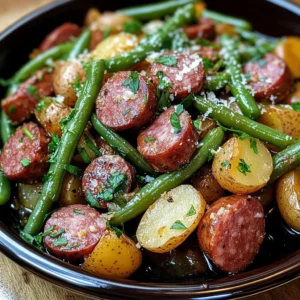 Crockpot Kielbasa and Green Beans
