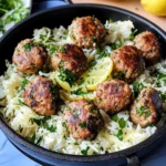 Greek Turkey Meatballs with Lemon Herb Rice