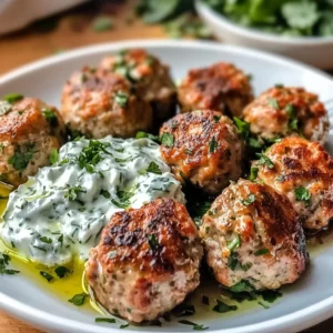 Greek Turkey Meatballs with Tzatziki
