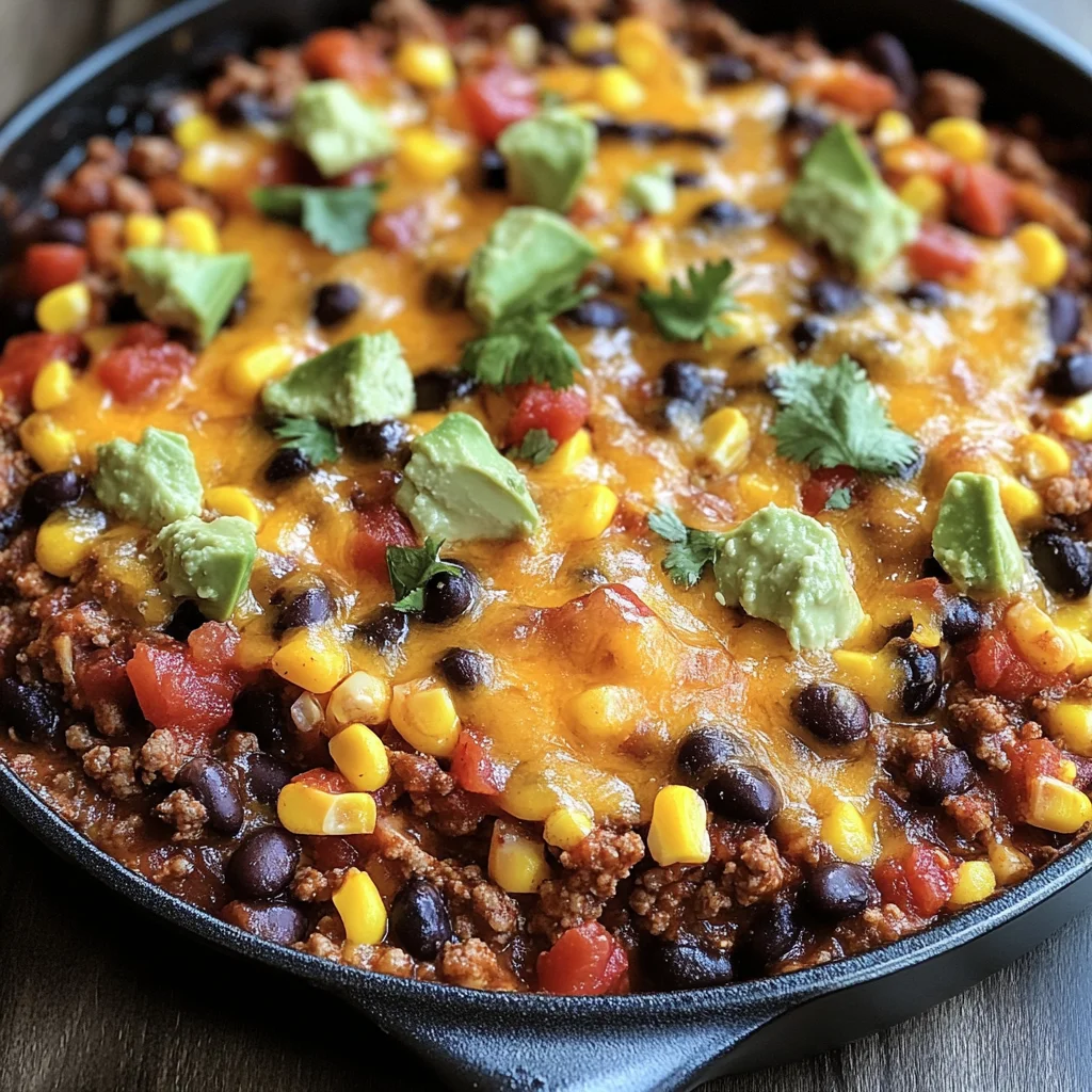 Skillet Mexican Beef & Black Bean Taco Bake