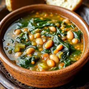Spinach, Lentil, and Butter Bean Soup