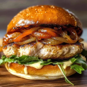 Turkey Burgers with Caramelized Onions and Aioli