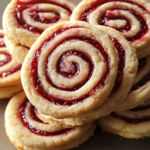 Buttery Raspberry Swirl Shortbread Cookies