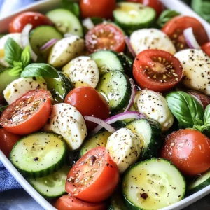 Fresh Cucumber Caprese Salad