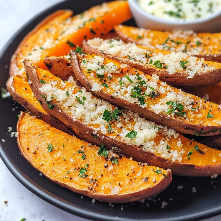 Garlic Parmesan Sweet Potato Wedges