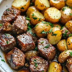 Garlic Steak Bites and Potatoes