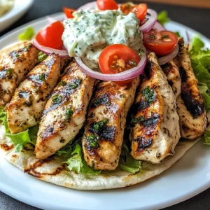 Greek Chicken Gyros with Lemon-Herb Marinade and Tzatziki