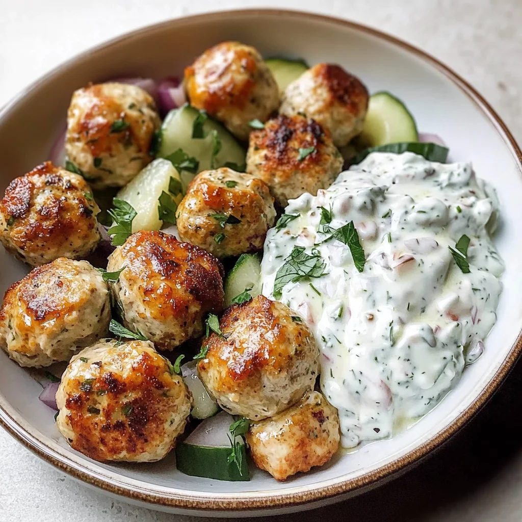 Greek Chicken Meatballs with Tzatziki Sauce