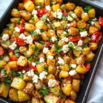 Greek Roasted Potatoes With Peppers & Feta