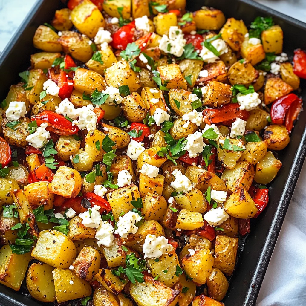 Greek Roasted Potatoes With Peppers & Feta