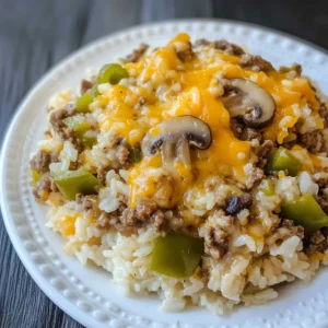 Instant Pot Philly Cheese Steak Ground Beef and Rice