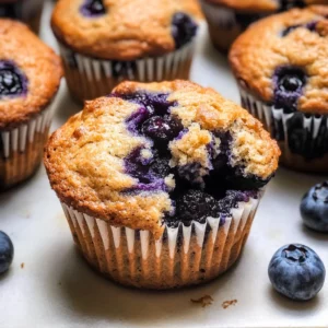 Low-Sugar Blueberry Protein Muffins with Sourdough Discard