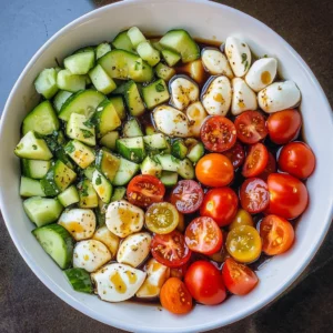 Tomato Cucumber Mozzarella Salad (VIDEO)