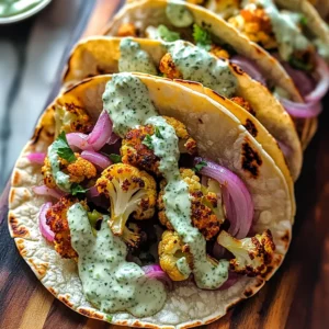 Cauliflower Tacos with Cilantro Lime Crema