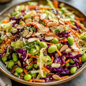 Crunchy Cabbage and Edamame Salad with Sesame Ginger Dressing