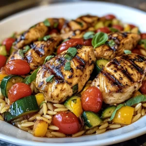 Easy Balsamic Chicken & Veggie Orzo