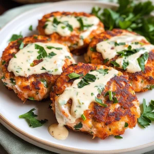 Easy Salmon Patties with Creamy Lemon-Garlic Sauce