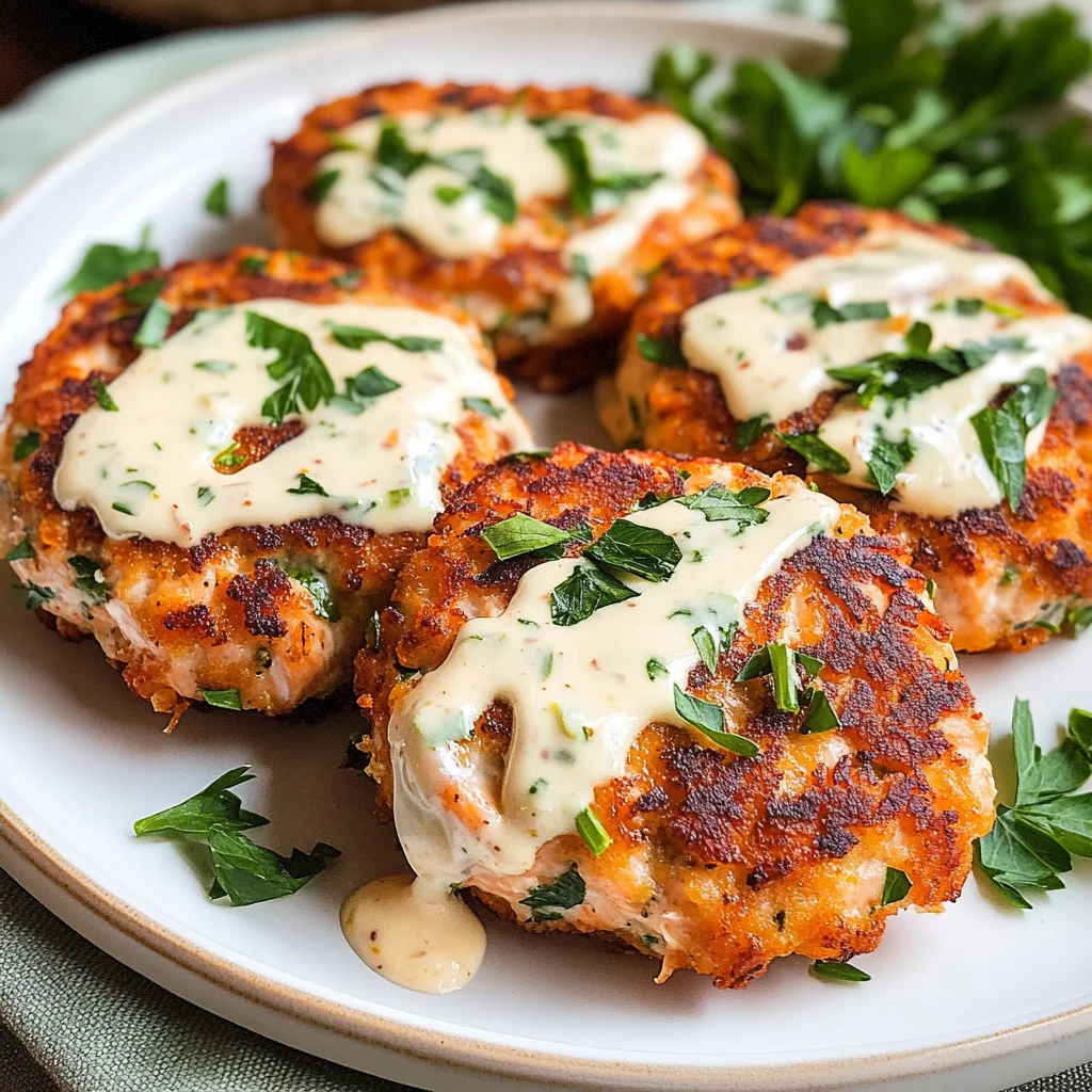 Easy Salmon Patties with Creamy Lemon-Garlic Sauce