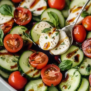 Fresh Cucumber Caprese Salad