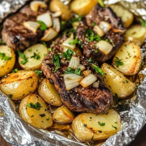 Garlic Butter Steak and Potato Foil Packets
