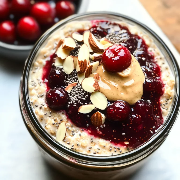 Healthy Overnight Oats with Cherry Chia Seed Jam