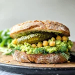 Smashed Chickpea Avocado Dill Pickle Sandwiches