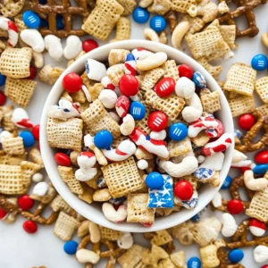 4th of July Chex Mix (Red White & Blue!)