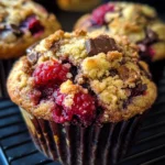 Dark Chocolate Chunk Raspberry Crumb Muffins