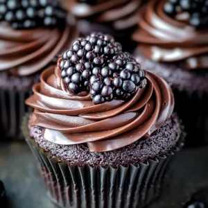 Decadent Dark Chocolate Blackberry Cupcakes