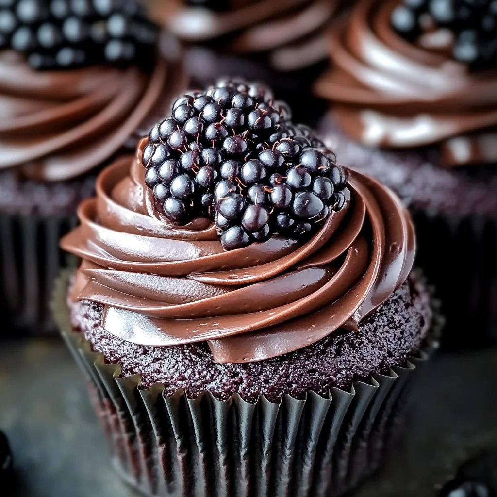 Decadent Dark Chocolate Blackberry Cupcakes