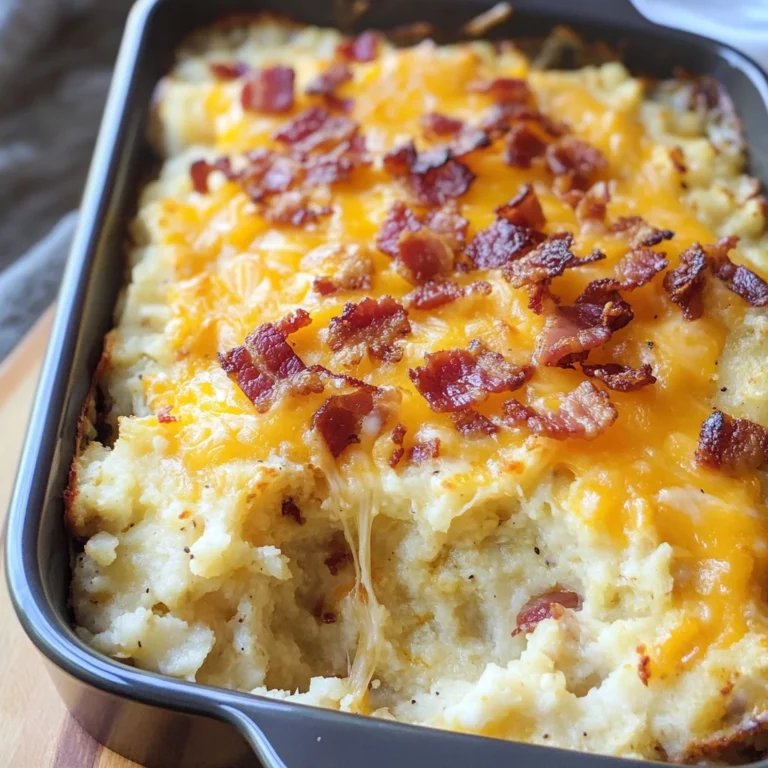Loaded Cauliflower Casserole with Cheese and Bacon | KETO