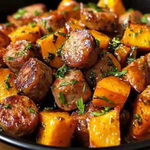 Sausage and Sweet Potatoes with Honey Garlic Sauce Delight!