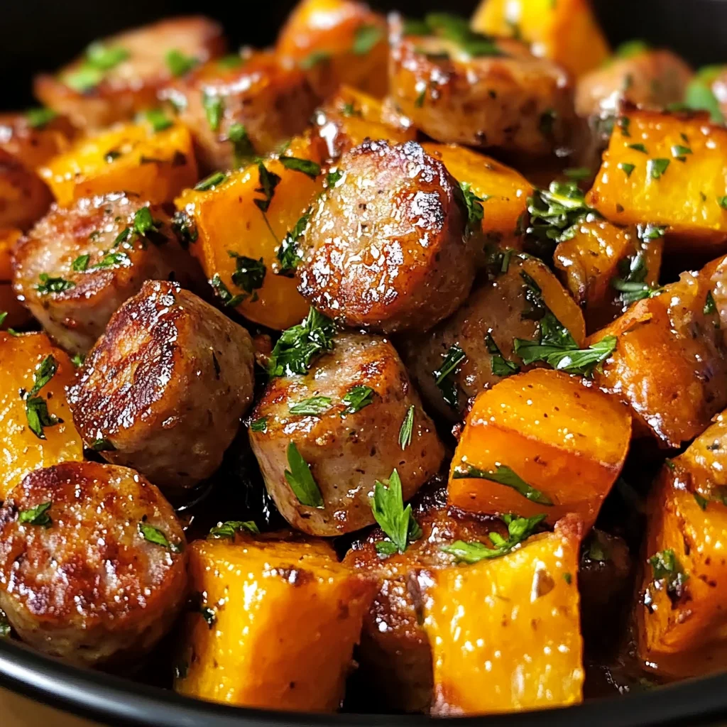 Sausage and Sweet Potatoes with Honey Garlic Sauce Delight!