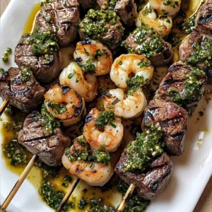 Surf and Turf Kabobs with Chimichurri Sauce